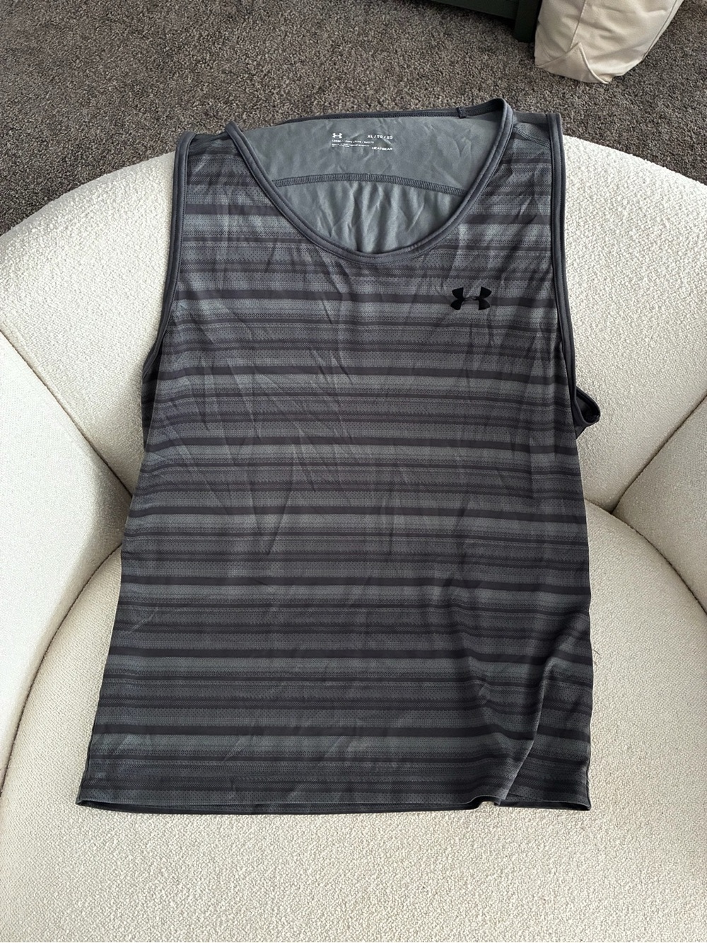 Under Armour Men's Gray Striped Performance Tank Top